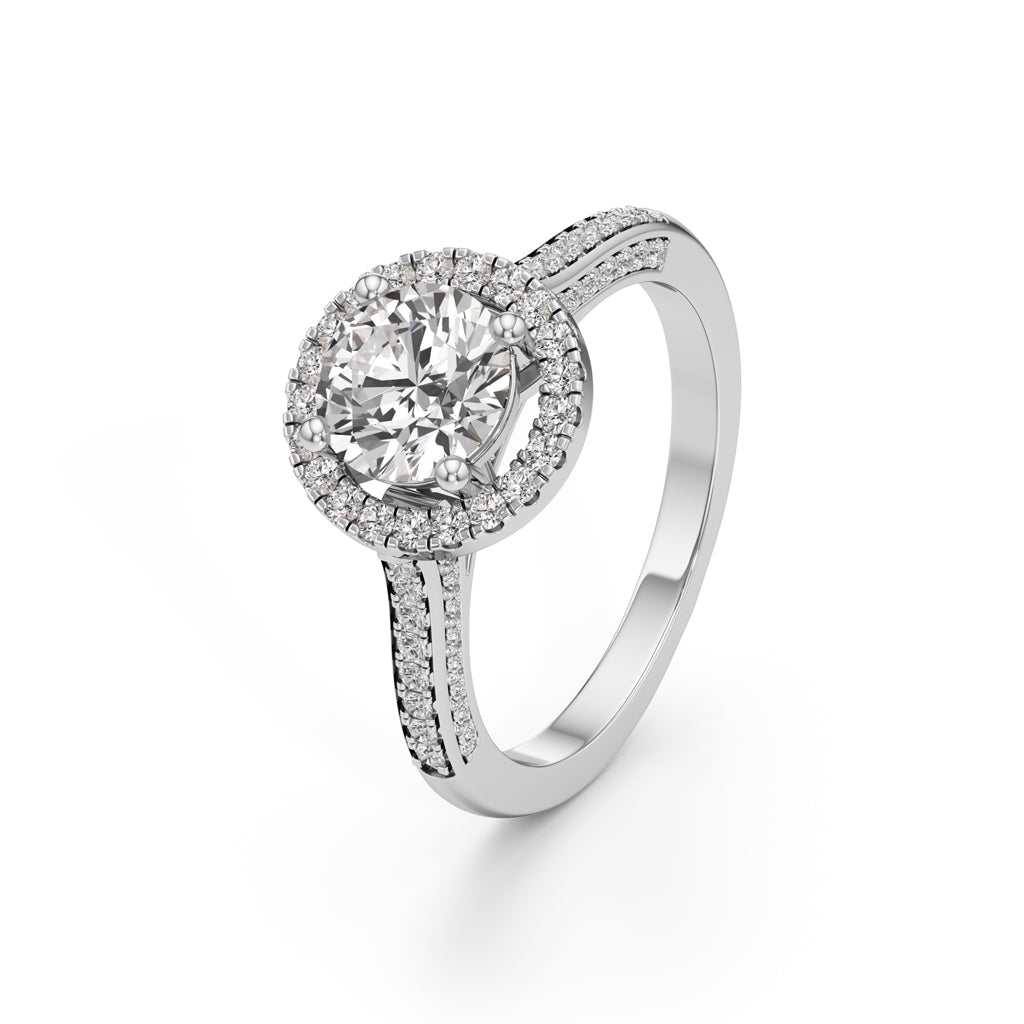 Halo Engagement Ring with Brightband