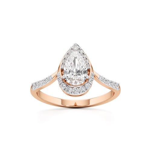 Pear Diamond Halo Ring with Band