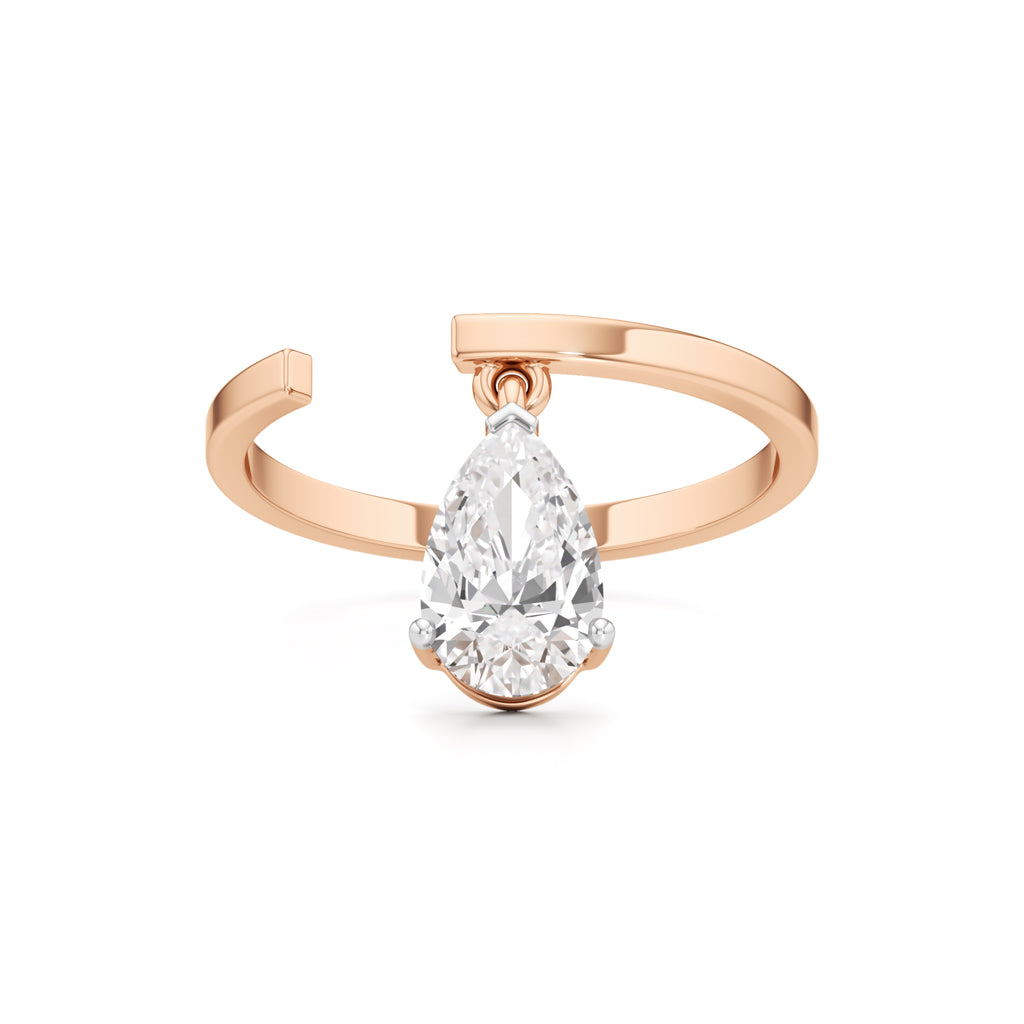 Floating Pear Diamond Wrap Ring