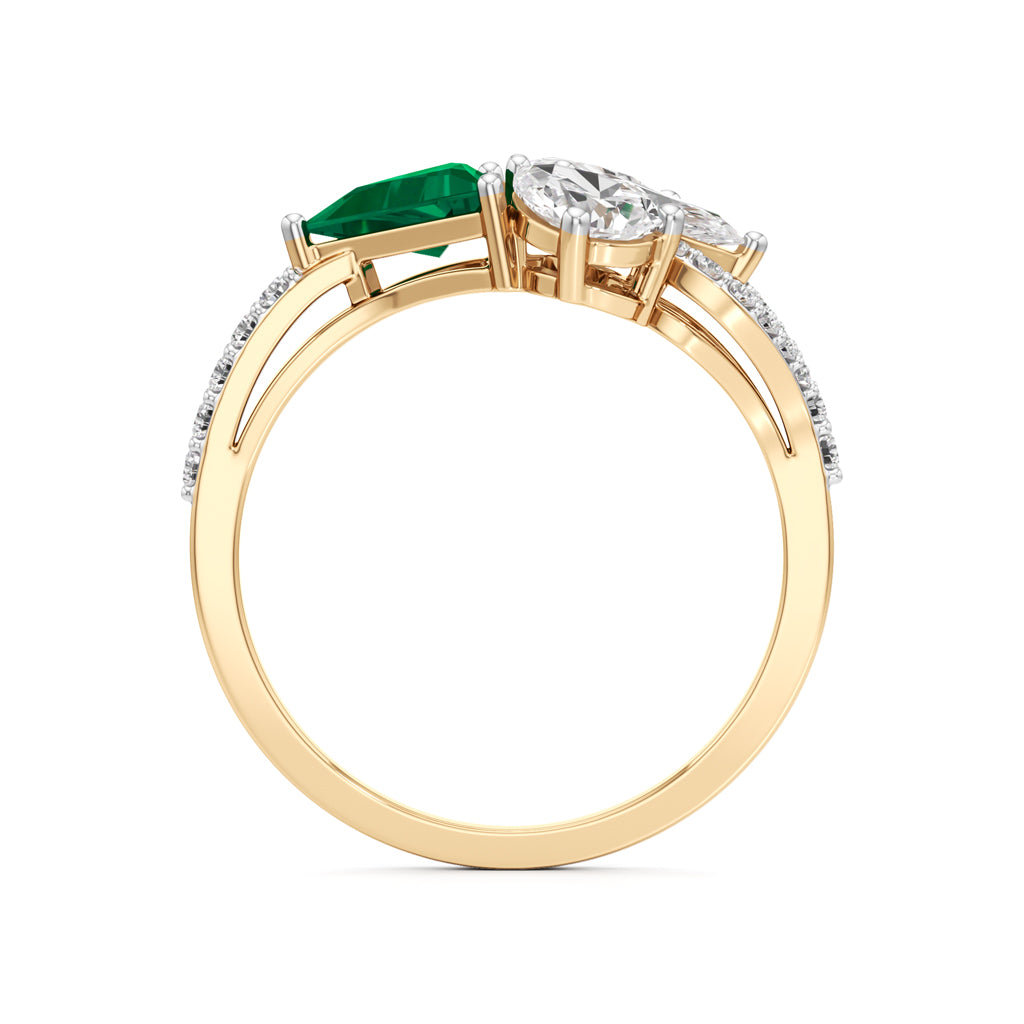 Majestic Emerald Bloom Ring with Radiant Diamond Petals and PavÃ© Embrace