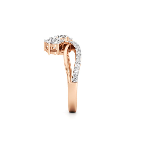 Eclipsed Grace Twin Diamond Crossover Ring with PavÃ© Accents