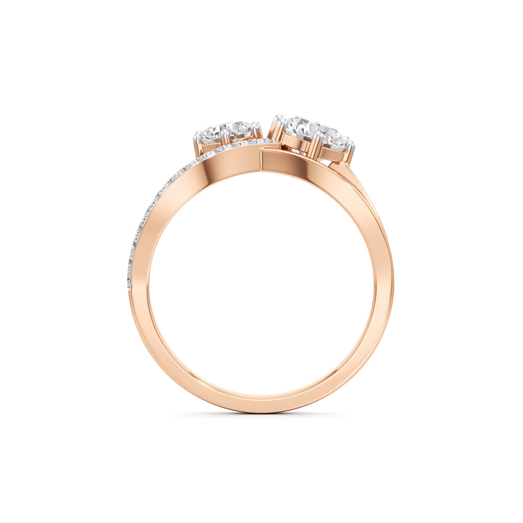 Eclipsed Grace Twin Diamond Crossover Ring with PavÃ© Accents