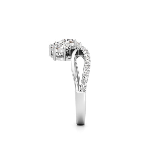 Eclipsed Grace Twin Diamond Crossover Ring with PavÃ© Accents