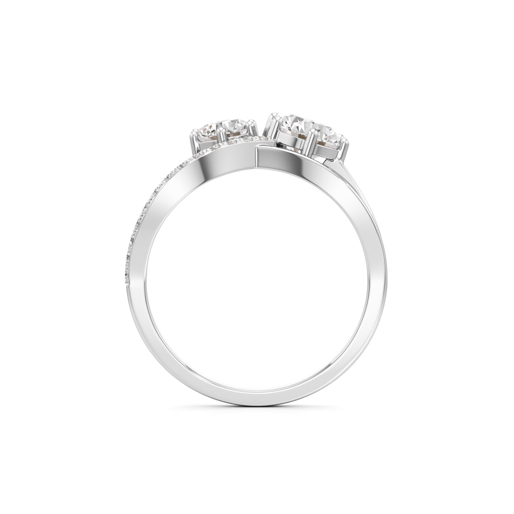 Eclipsed Grace Twin Diamond Crossover Ring with PavÃ© Accents