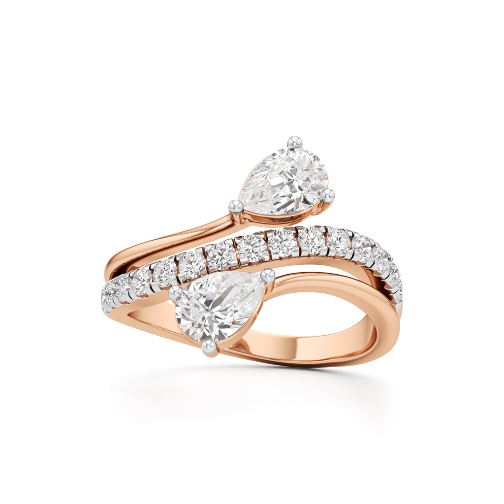 Luminescent Pear  Pave Diamond Wrap Ring