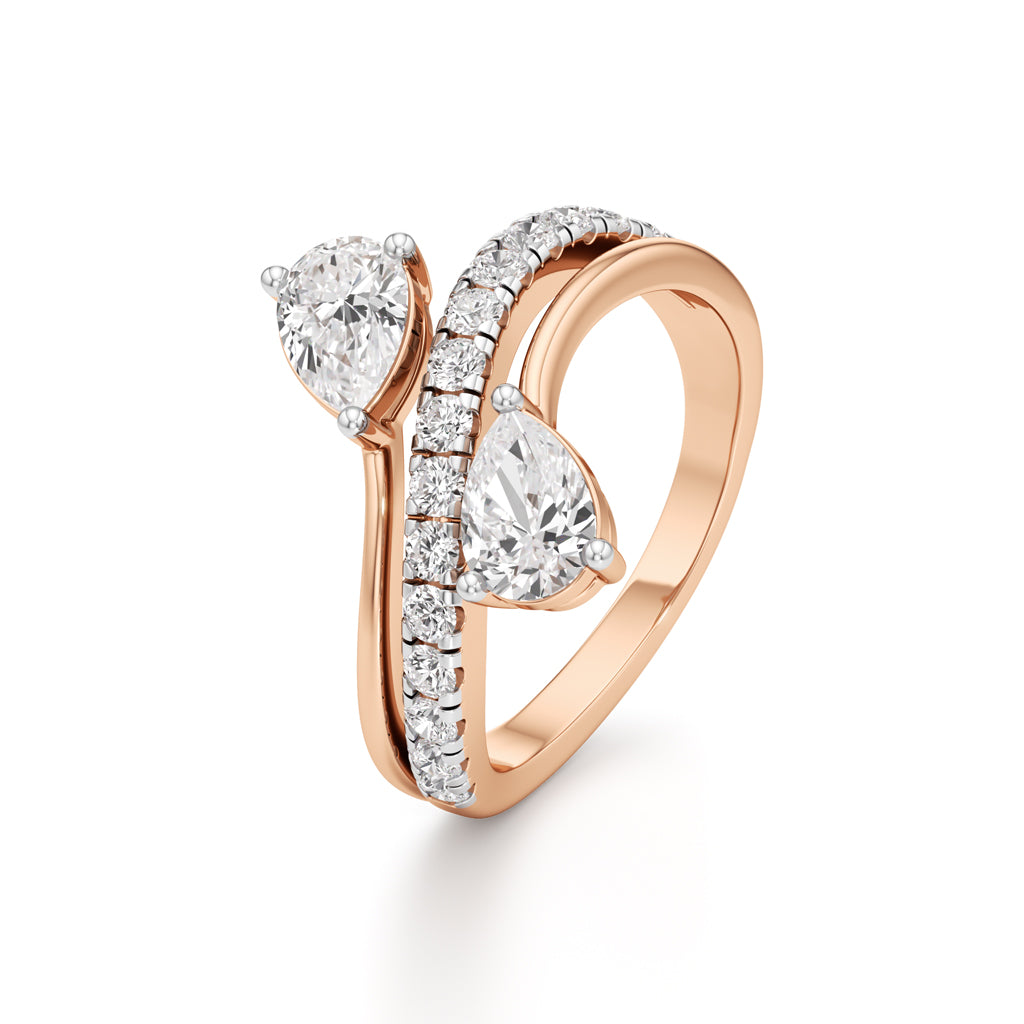 Luminescent Pear  Pave Diamond Wrap Ring