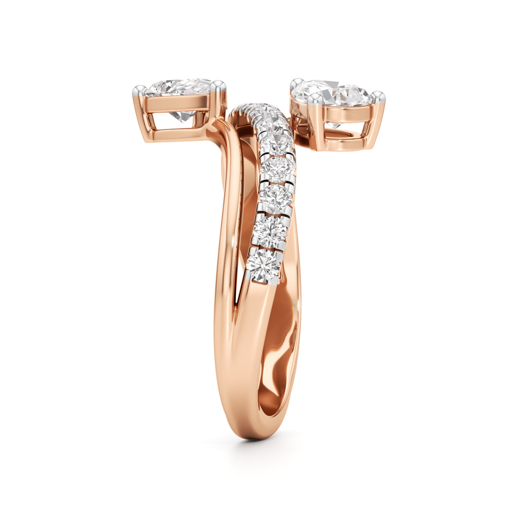 Luminescent Pear  Pave Diamond Wrap Ring