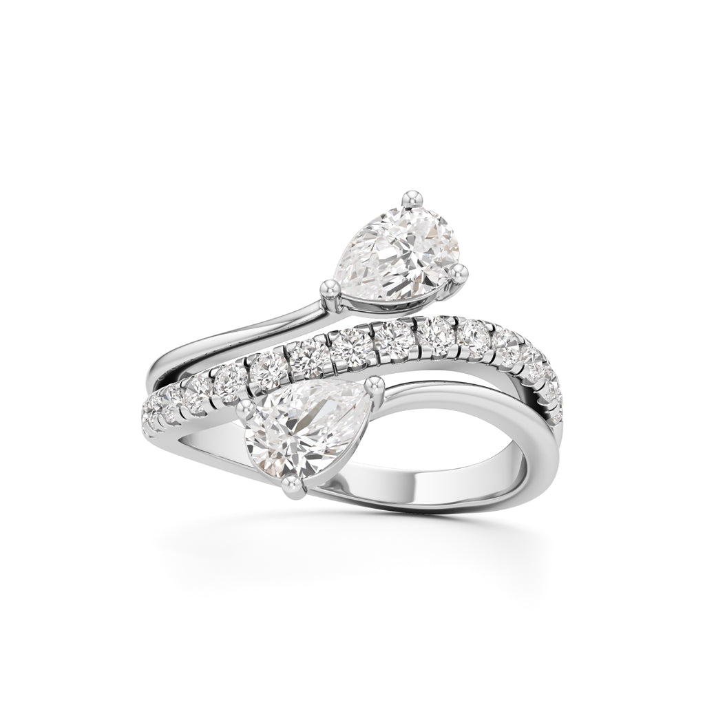 Luminescent Pear  Pave Diamond Wrap Ring