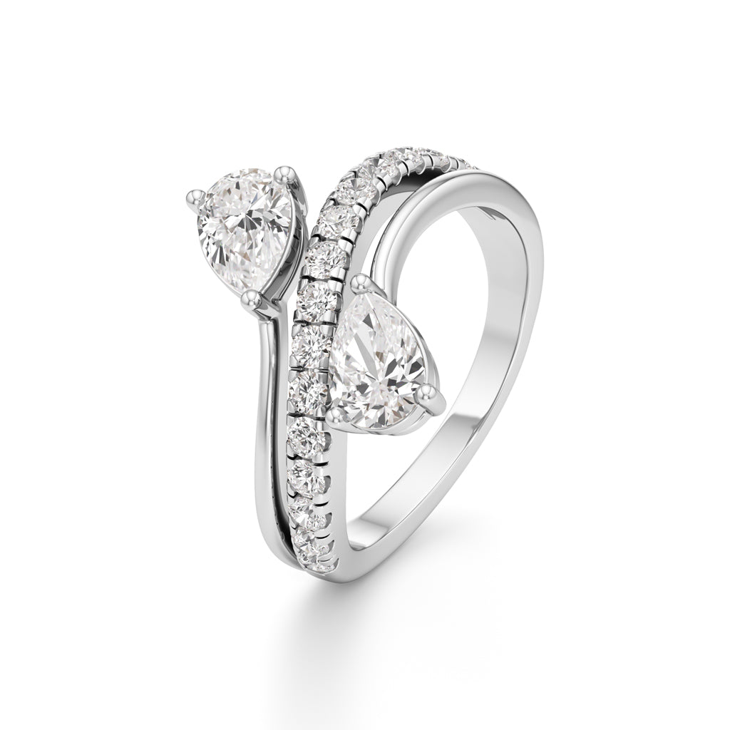 Luminescent Pear  Pave Diamond Wrap Ring