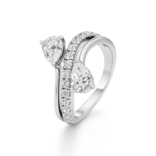 Luminescent Pear  Pave Diamond Wrap Ring