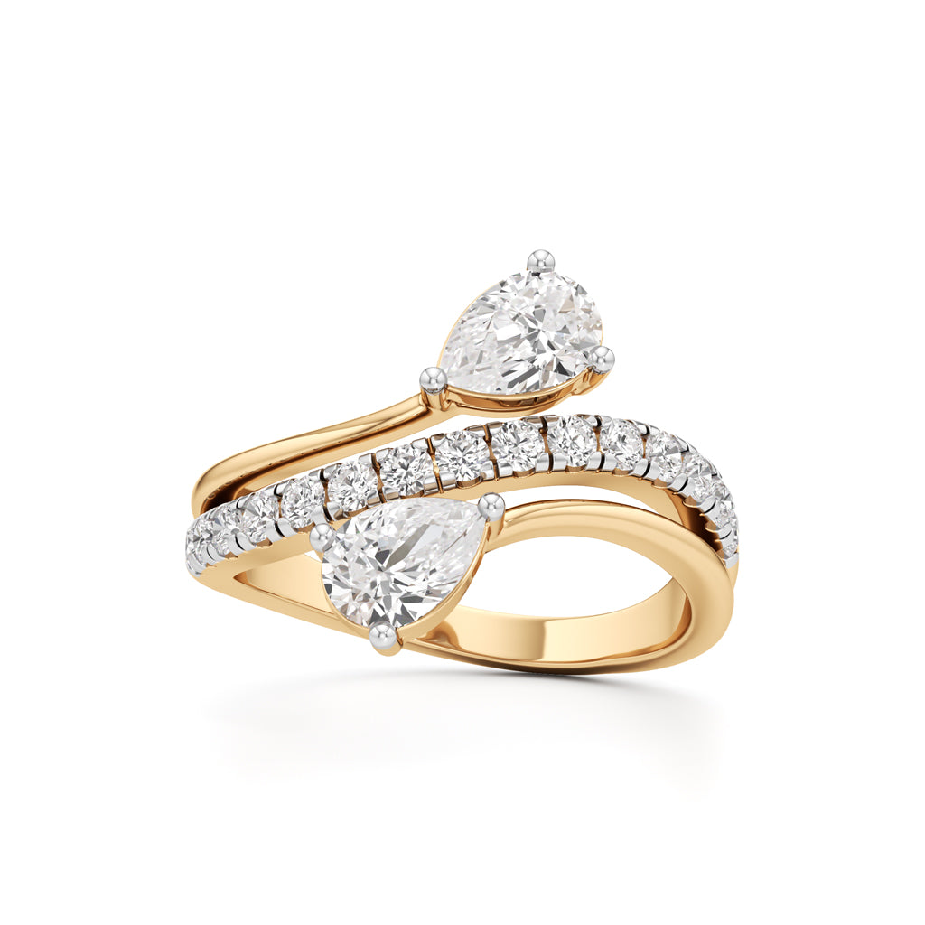 Luminescent Pear  Pave Diamond Wrap Ring