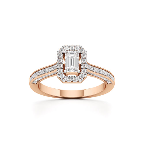 Emerald-Cut Diamond Halo Engagement Ring