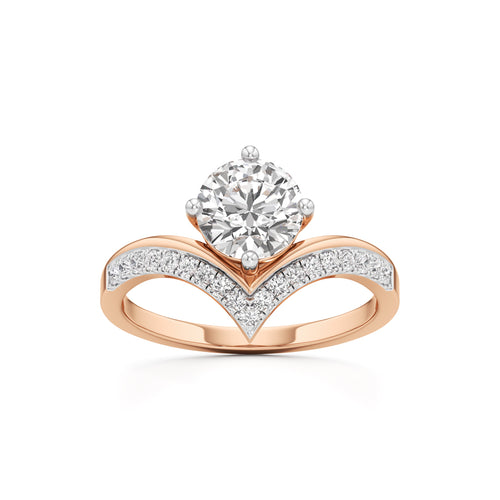 V-Shaped Pave Engagement Ring