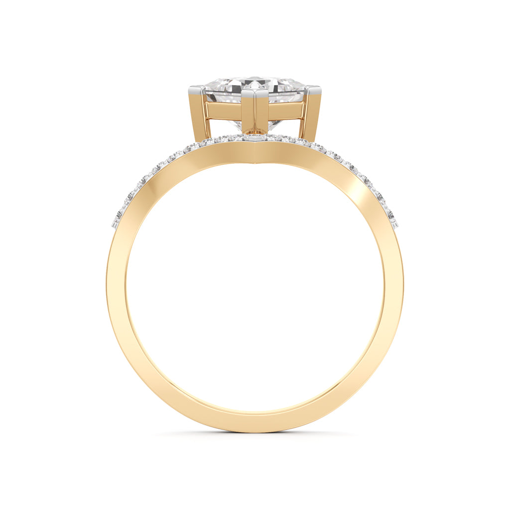 Princess Cut V-Shaped Embellished Engagement Ring