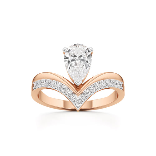 Pear Solitaire V-Shaped Grace Ring