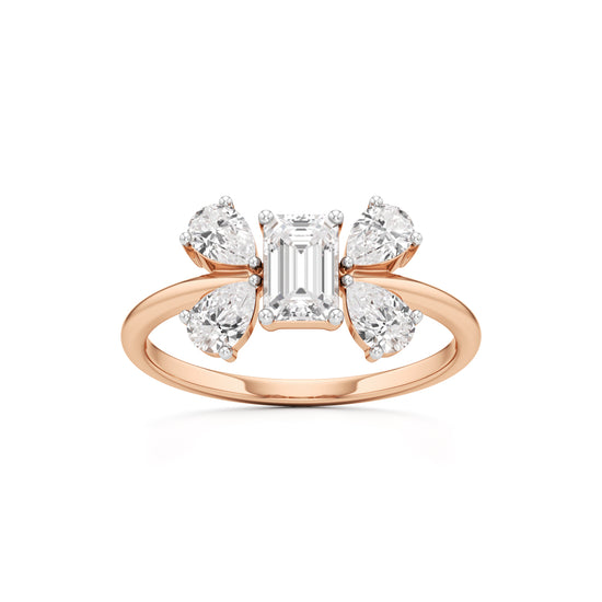 Emerald Cut  Pear Glimstripe Ring