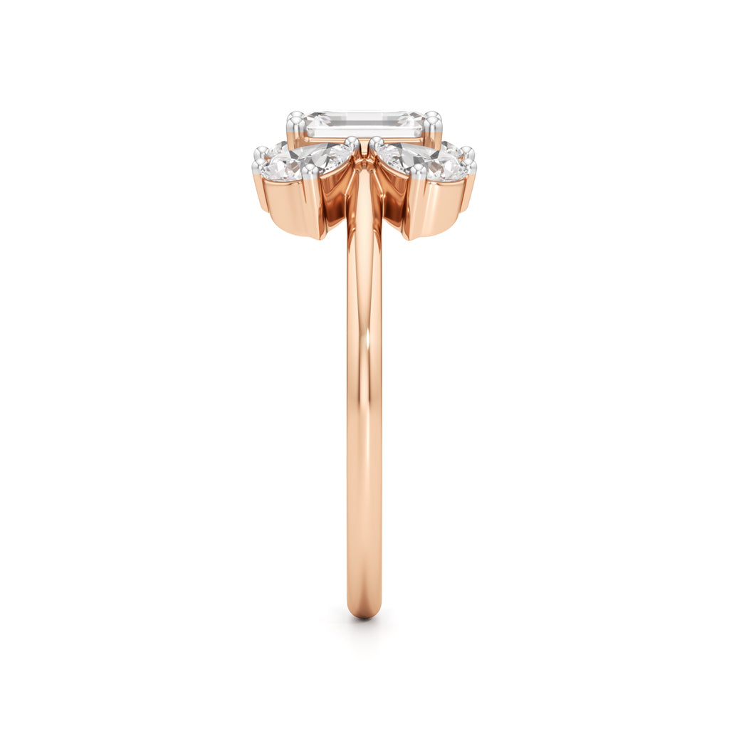 Emerald Cut  Pear Glimstripe Ring