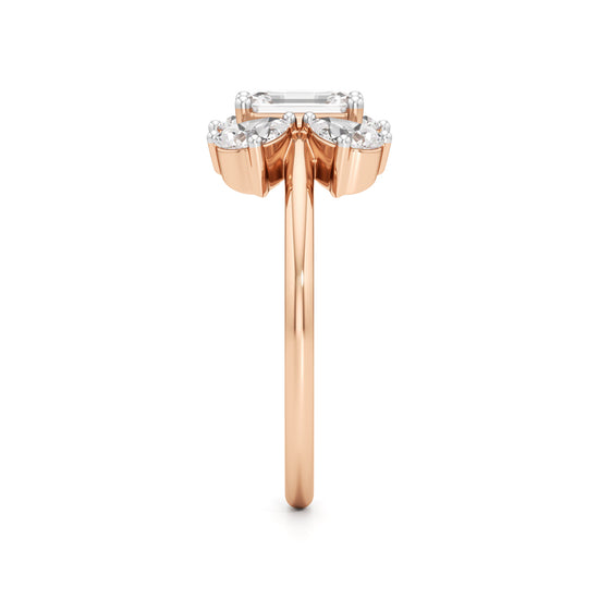 Emerald Cut  Pear Glimstripe Ring