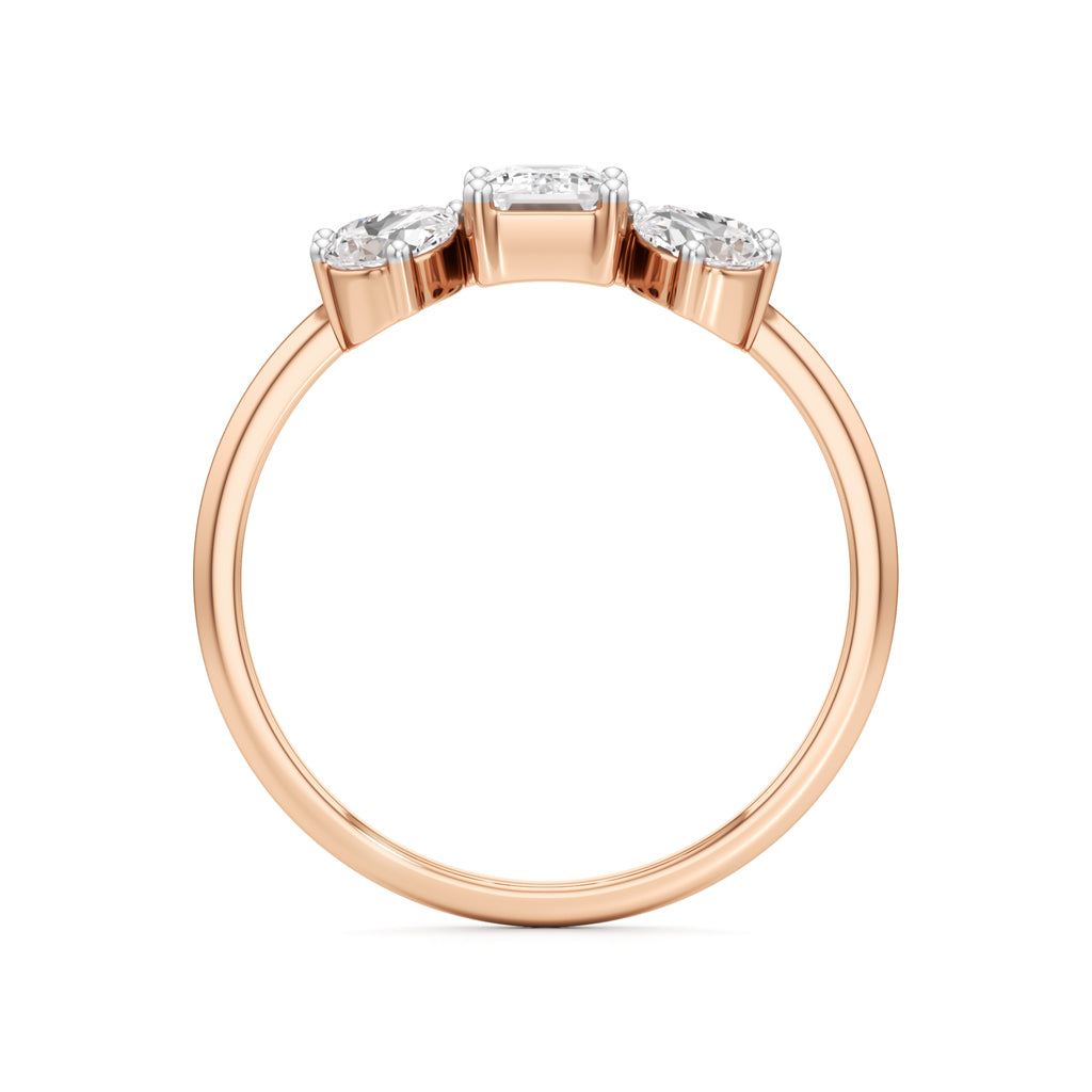 Emerald Cut  Pear Glimstripe Ring