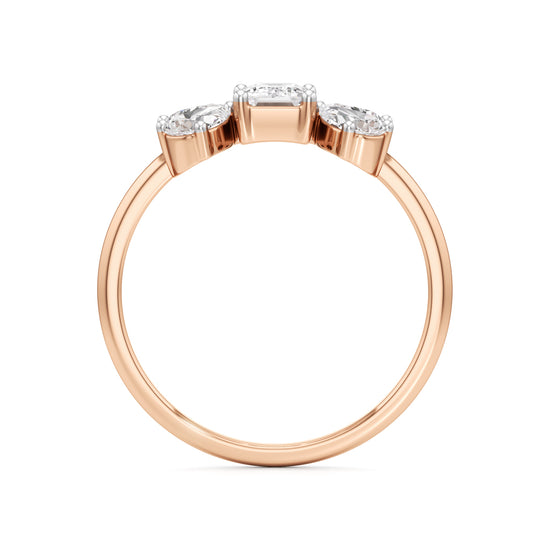 Emerald Cut  Pear Glimstripe Ring