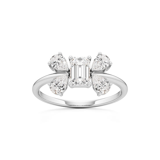 Emerald Cut  Pear Glimstripe Ring