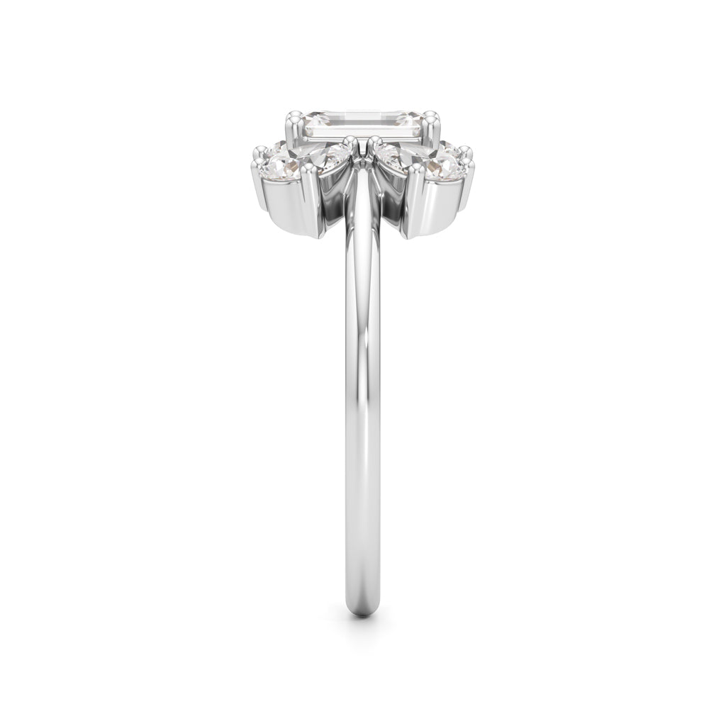 Emerald Cut  Pear Glimstripe Ring