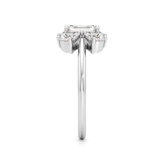 Emerald Cut  Pear Glimstripe Ring