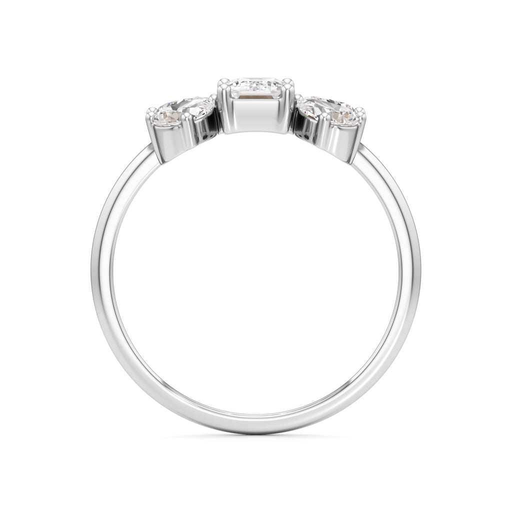Emerald Cut  Pear Glimstripe Ring