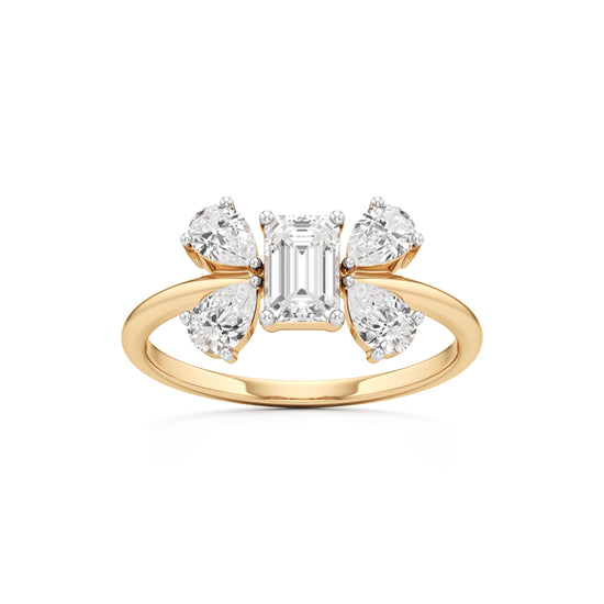 Emerald Cut  Pear Glimstripe Ring