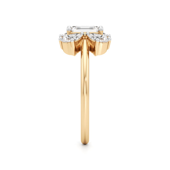 Emerald Cut  Pear Glimstripe Ring