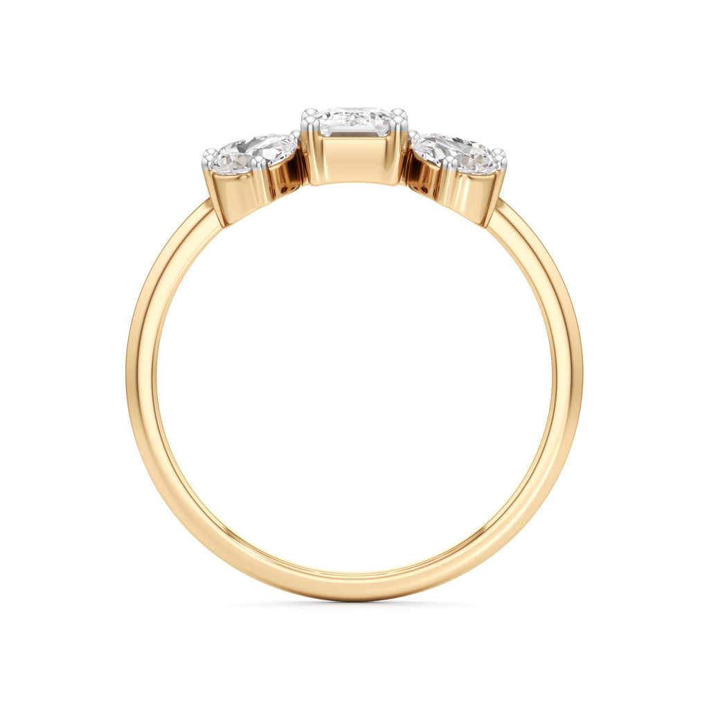 Emerald Cut  Pear Glimstripe Ring