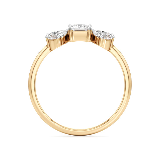 Emerald Cut  Pear Glimstripe Ring