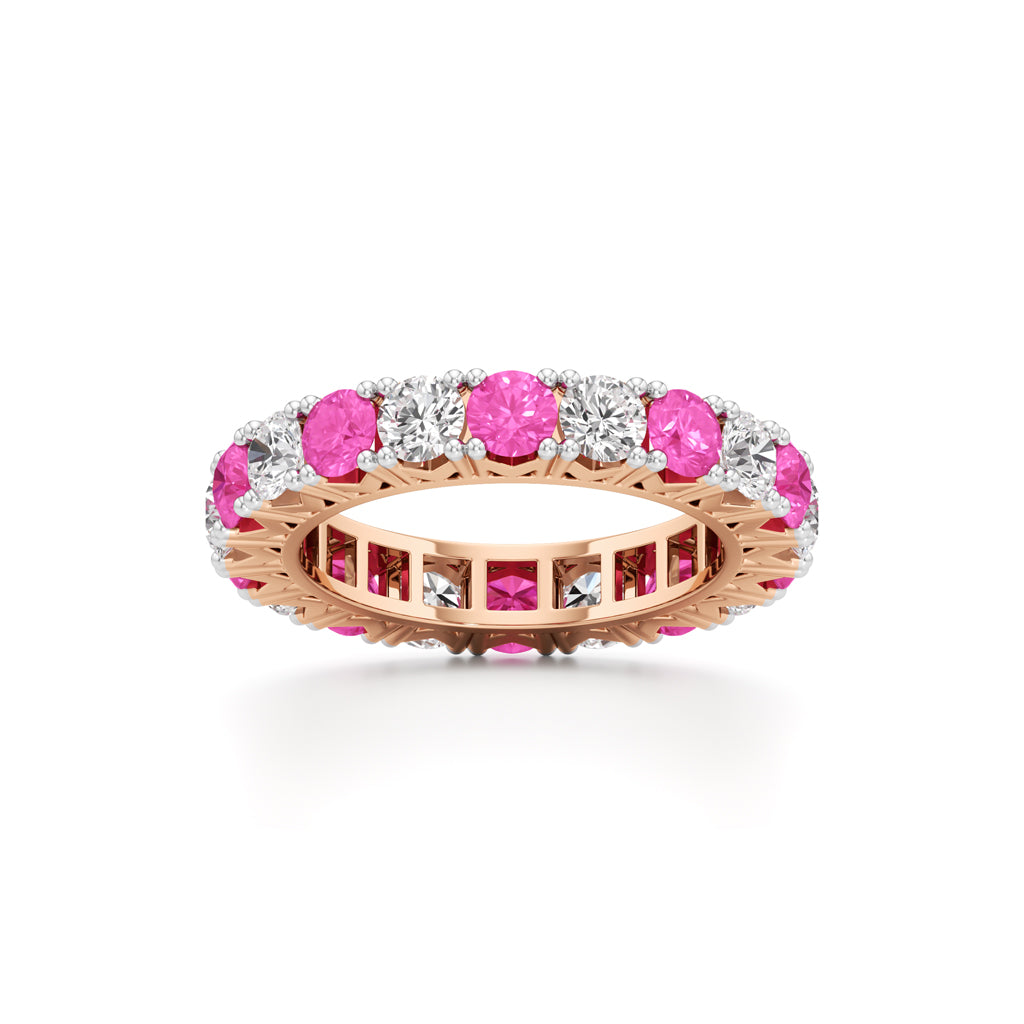Pink Sapphire  Diamond Eternity Band