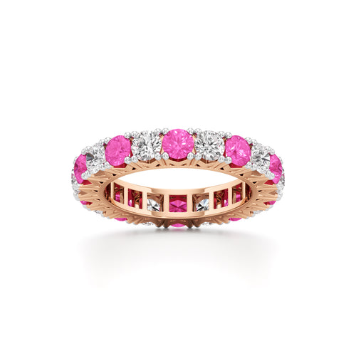 Pink Sapphire  Diamond Eternity Band