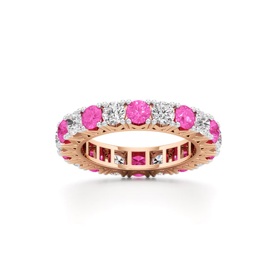 Pink Sapphire  Diamond Eternity Band
