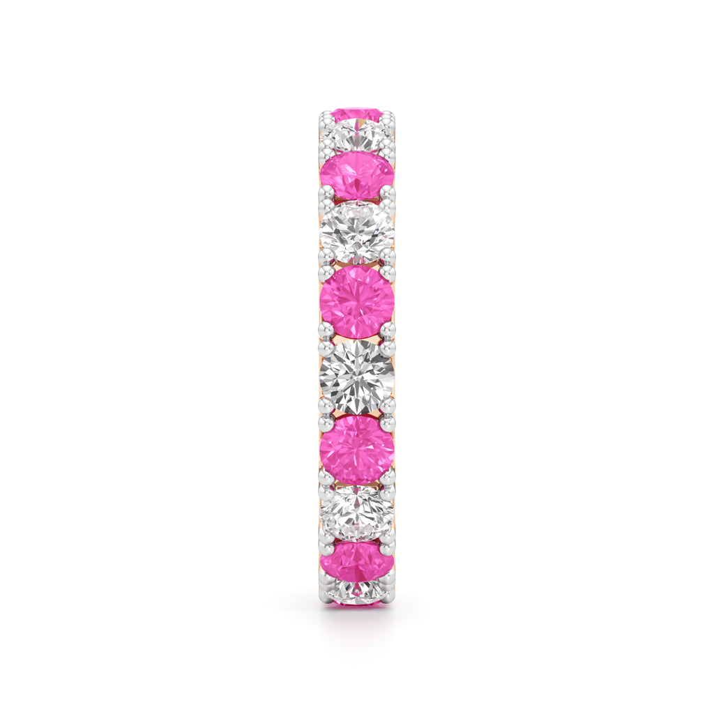 Pink Sapphire  Diamond Eternity Band