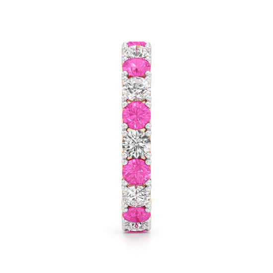Pink Sapphire  Diamond Eternity Band