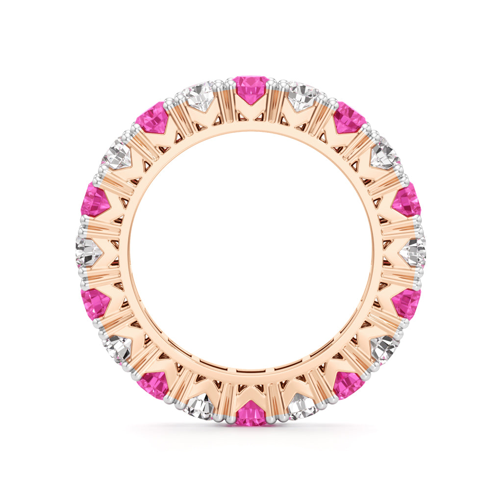 Pink Sapphire  Diamond Eternity Band