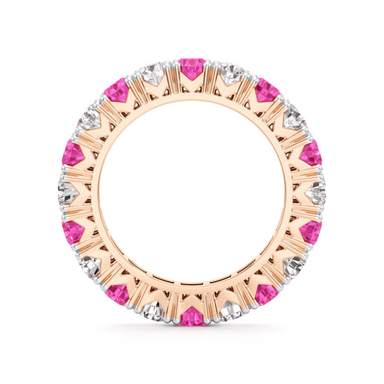 Pink Sapphire  Diamond Eternity Band