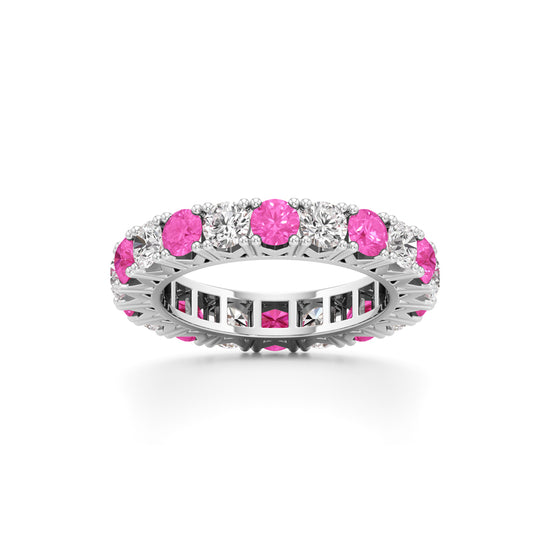 Pink Sapphire  Diamond Eternity Band