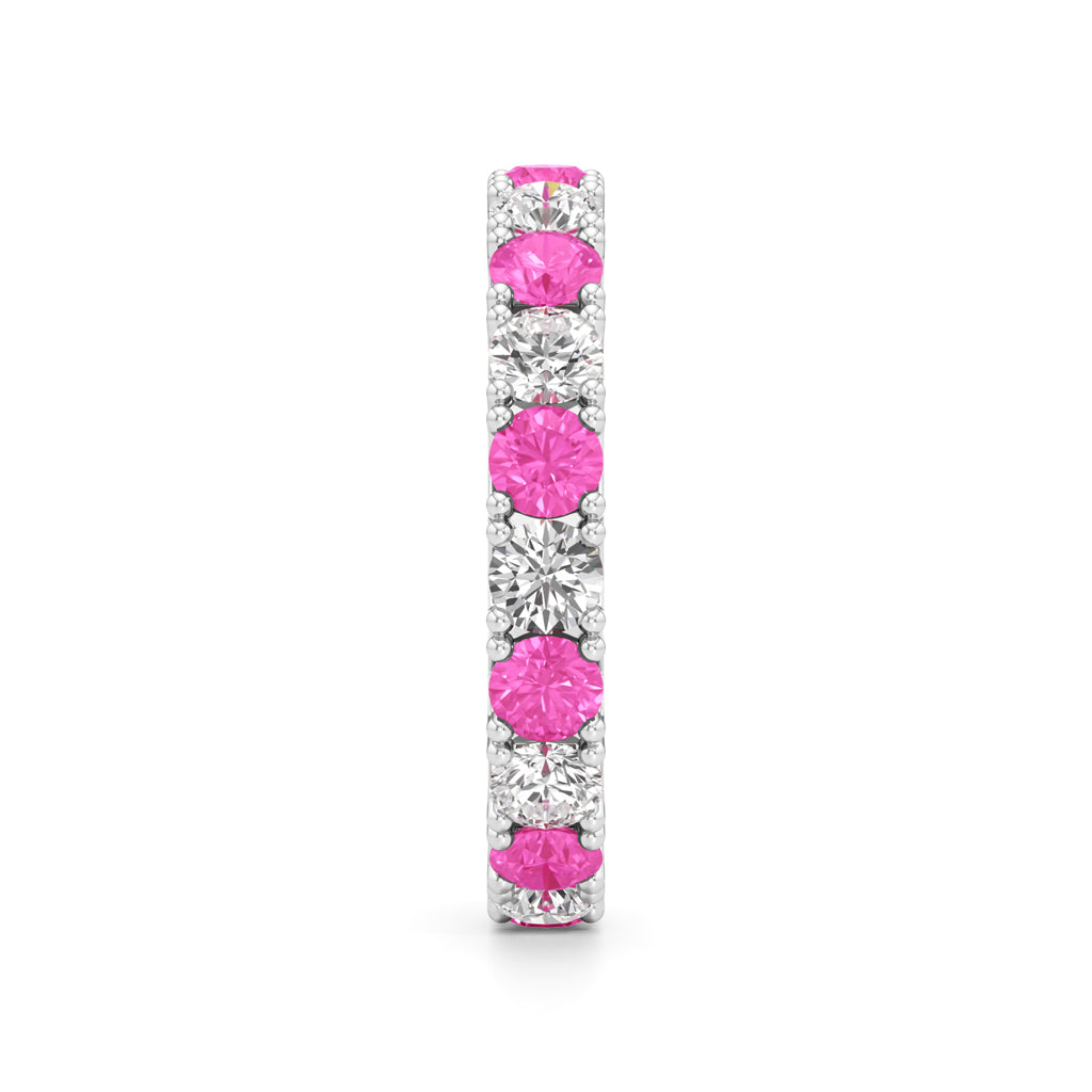 Pink Sapphire  Diamond Eternity Band