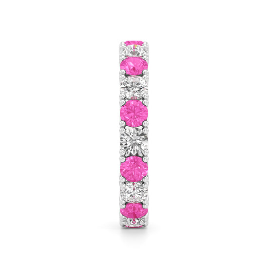 Pink Sapphire  Diamond Eternity Band