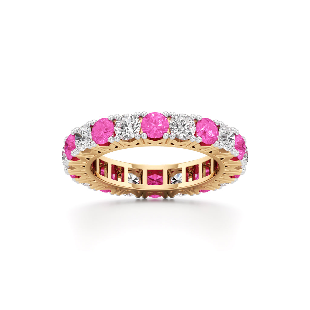 Pink Sapphire  Diamond Eternity Band
