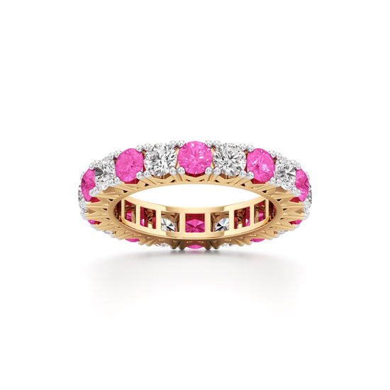 Pink Sapphire  Diamond Eternity Band