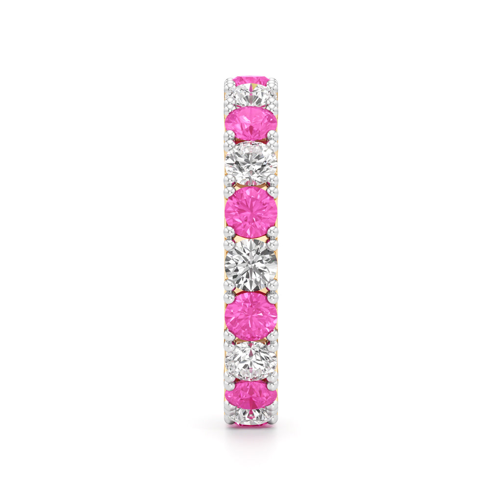 Pink Sapphire  Diamond Eternity Band
