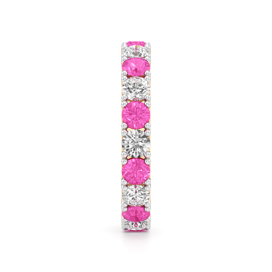 Pink Sapphire  Diamond Eternity Band