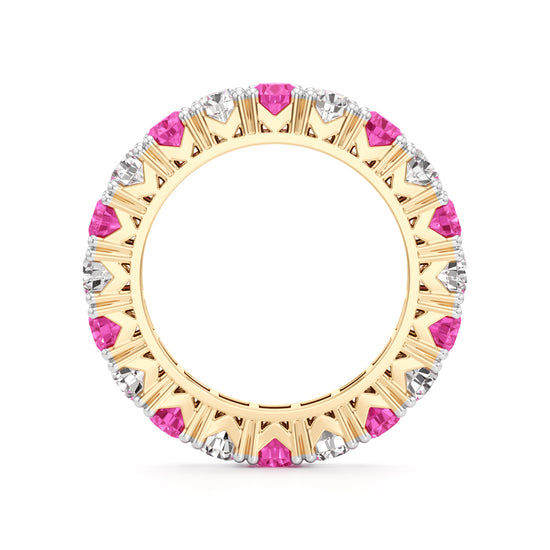 Pink Sapphire  Diamond Eternity Band