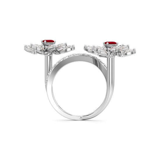 Ruby  Diamond Floral Vivid Ring