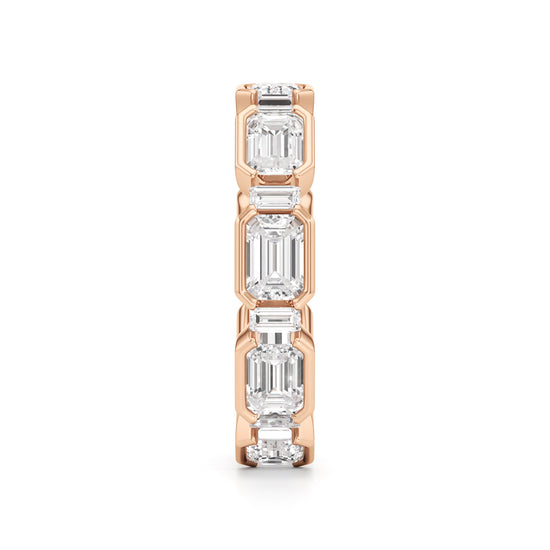 Bezel Set Emerald  Baguette Diamond Eternity Band