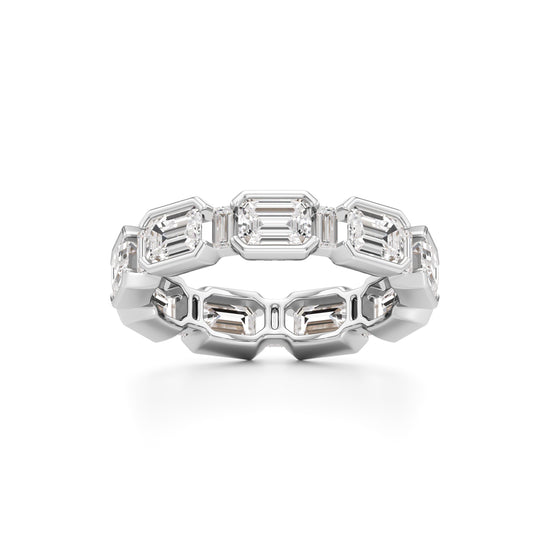 Bezel Set Emerald  Baguette Diamond Eternity Band
